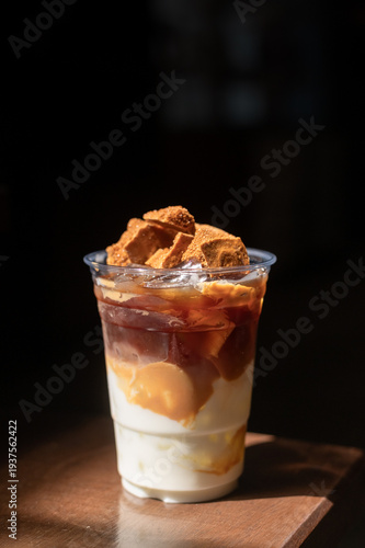Layered Iced Coffee with toffee Cookies