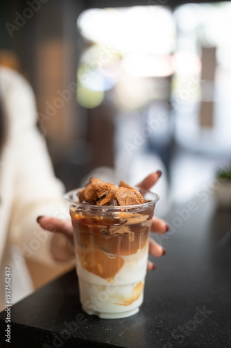 Layered Iced Coffee with toffee Cookies