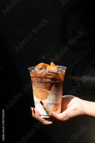 Layered Iced Coffee with toffee Cookies