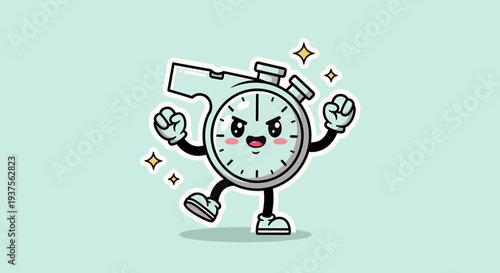 Cheerful Animated Alarm Clock in Motion.
