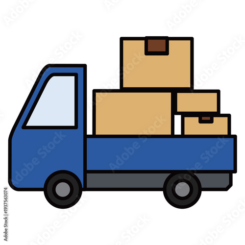 荷台に段ボールを積んだトラック