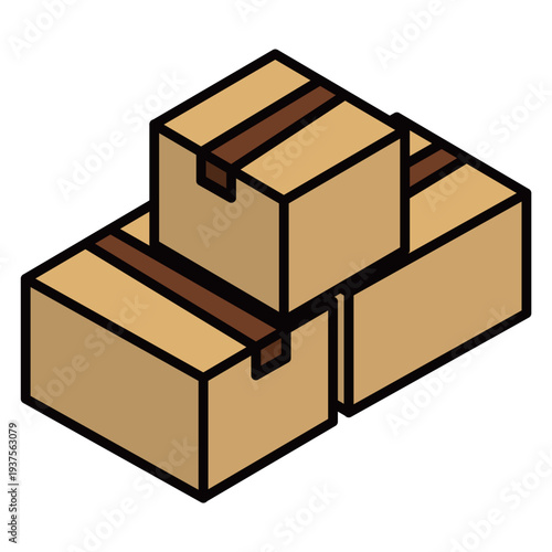 立体的な段ボール箱の積み合わせ