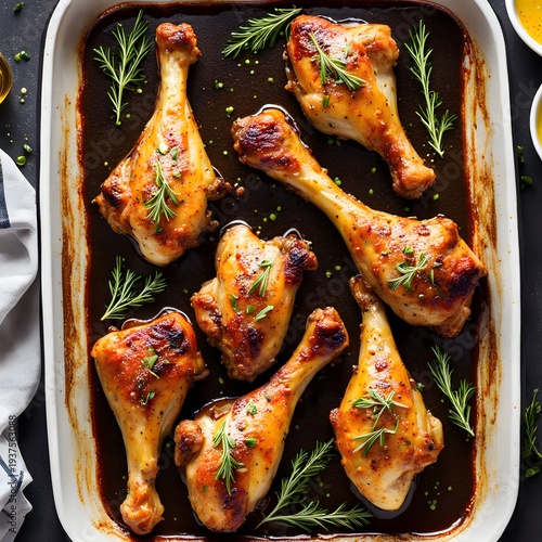 Baked chicken drumsticks in honey mustard marinade