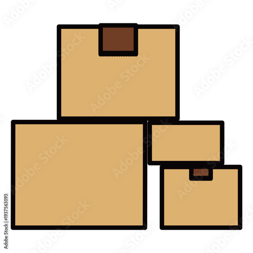 重ねられた複数の段ボール箱のイラスト