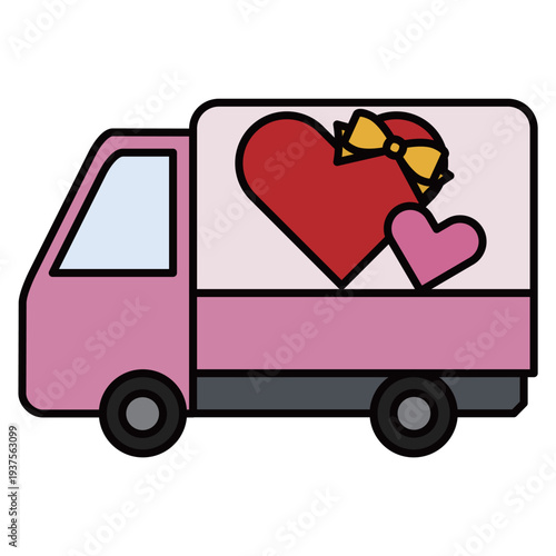 ハートのデザインが可愛い配送トラック