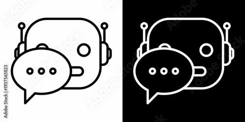 Chat Bot White Icon Set Design