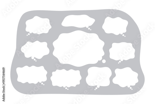 シンプルもやもや吹き出し素材（グレー）