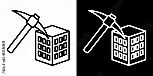 Data Mining White Icon Set Design