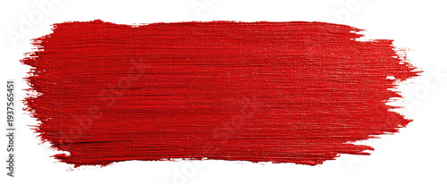 A rectangular, textured swatch of bright red paint, horizontal, against a black background