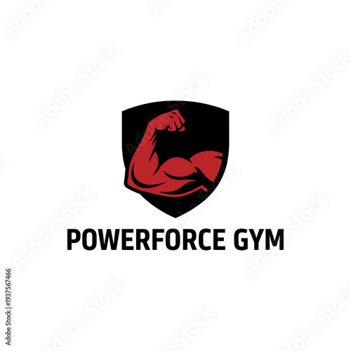 Strong Powerforce Gym Bicep Muscle Shield Logo