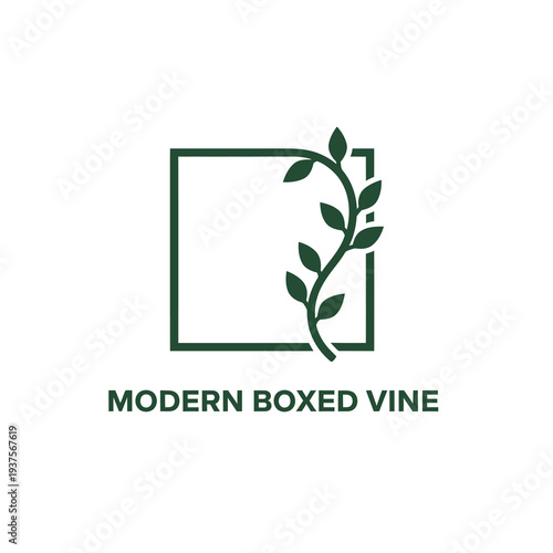 Minimalist Green Vine Plant Square Frame Logo