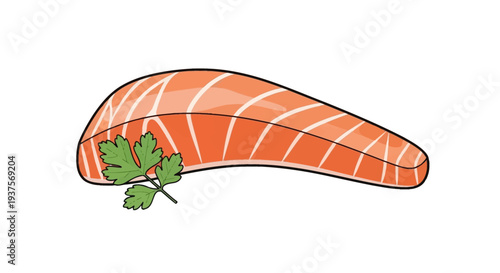 Fresh Salmon Fillet with Parsley Sprig