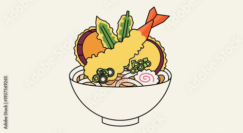 Japanese Udon Noodle Soup with Tempura