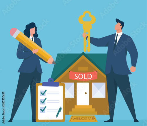 Real Estate Transaction and Home Ownership Success, Property Sales Agreement, Successful House Closing, Real Estate Investment, Home Buying Process, Mortgage Loan Approval