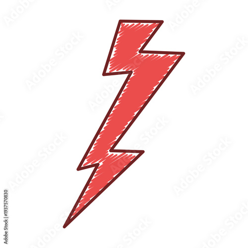Red Scribble Zigzag Thunder Bolt