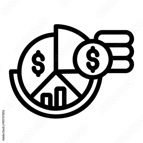 Budget pie Line Icon