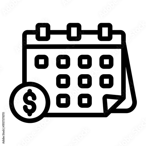 Calender money Line Icon