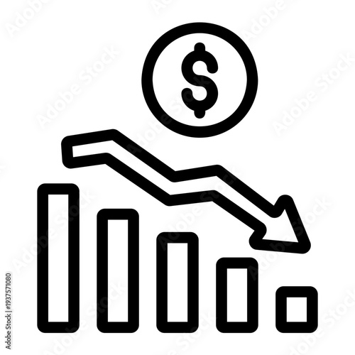 Down graph Line Icon