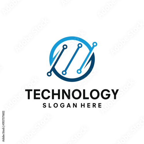 Fotografie Abstract digital techie logo design vector template illustration