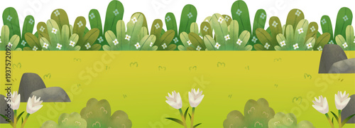 green grass and flowers