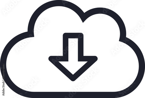 クラウドダウンロードを表すシンプルなアイコン