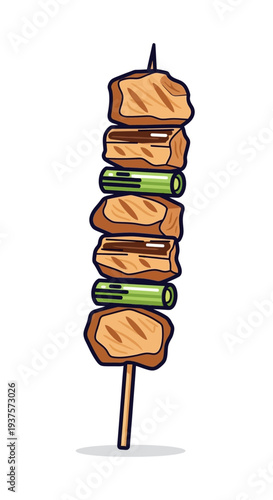 Grilled Meat and Scallion Skewer