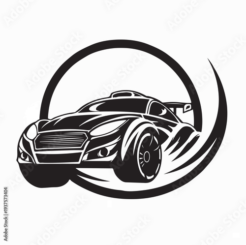 Stylized Rally Car Logo Vector Illustration Racing Motorsport Front View