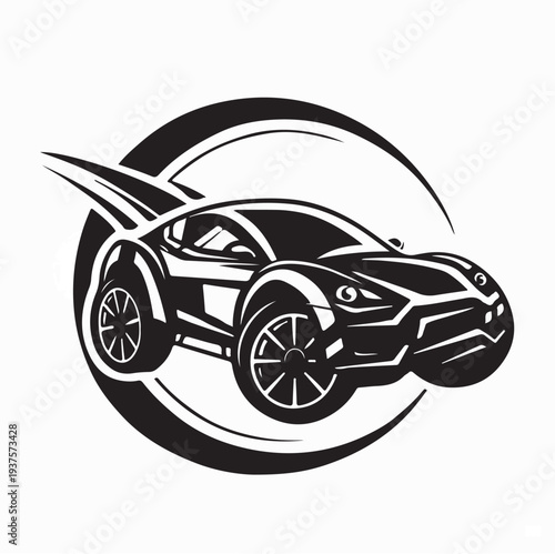 Rally Car Racing Logo Vector Illustration Front Speed Motion Design