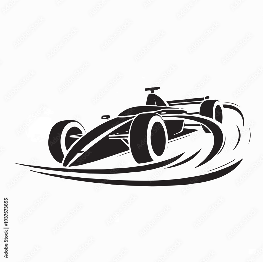Fototapeta premium Stylized Formula One Car Logo Vector Racing Design Illustration