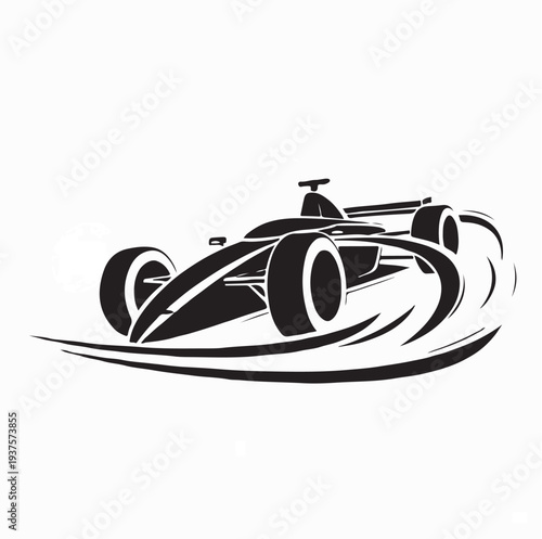 Stylized Formula One Car Logo Vector Racing Design Illustration