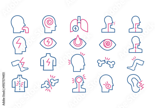 Body Ache Icon Element Set