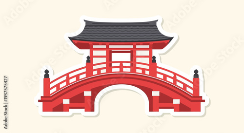 Japanese Red Bridge and Pagoda