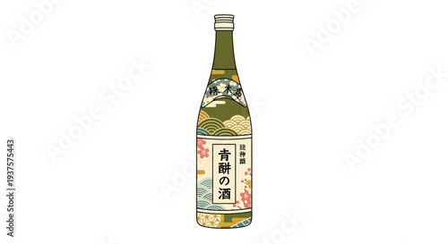 Japanese Sake Bottle with Traditional Pattern