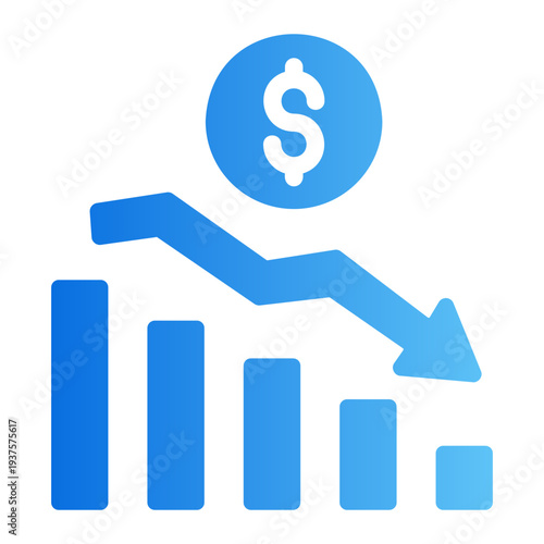 Down graph Line Gradient Icon