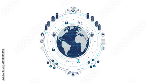 Global Network Connection Digital Earth Technology Concept.