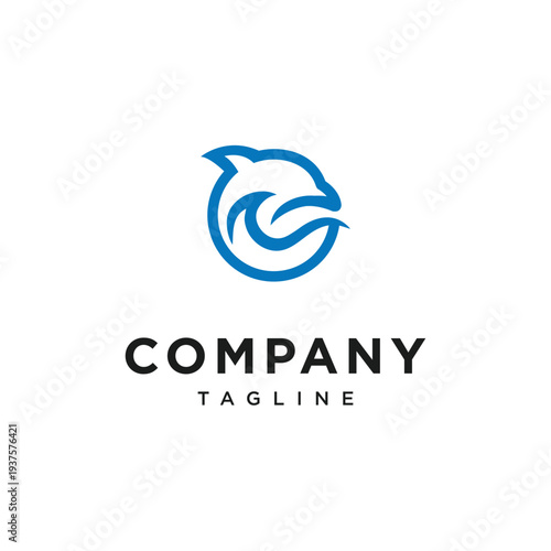 Dolphin Wave Ocean Simple Logo Icon Vector