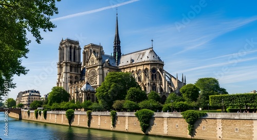 Famous places in France Eiffel Tower, Louvre Museum, Notre-Dame Cathedral, Arc de Triomphe, Palace of Versailles for Travel, Tourism, Holiday