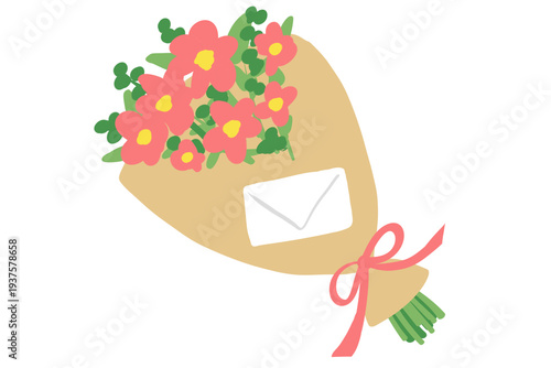 Flower Bouquet with Message Card Illustration
