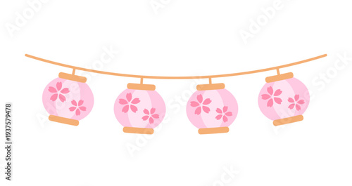 シンプルな桜の提灯のイラスト
