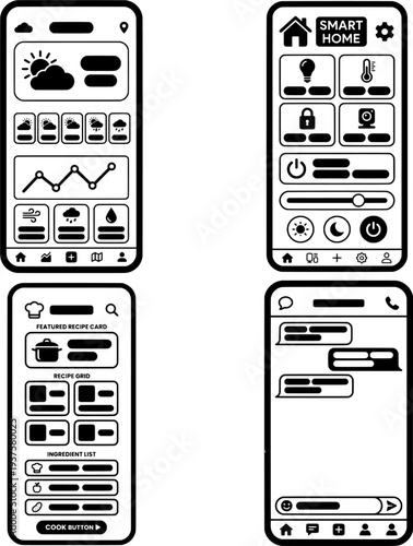 User Interface Design System for Weather Forecast, Home Automation, and Culinary Apps