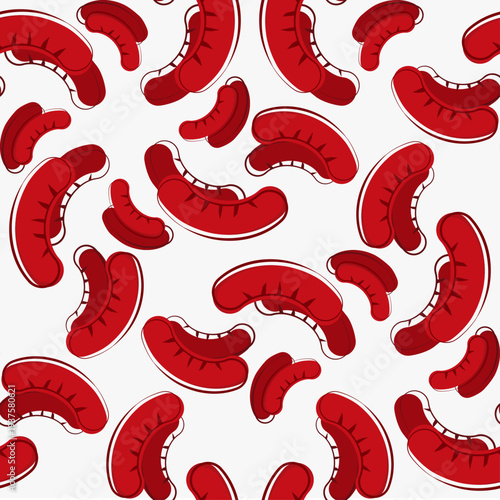 sausages vector illustration. seamless pattern with sausages. seamless pattern with sausage isolated on white background. sausages food vector illustration.