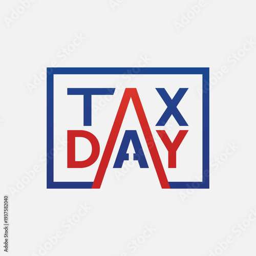 Tax Day Logo with Red and Blue Design