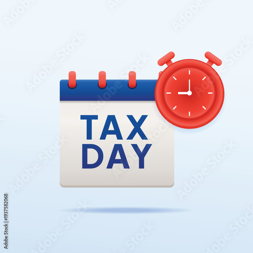 Tax Day Calendar with Alarm Clock Reminder