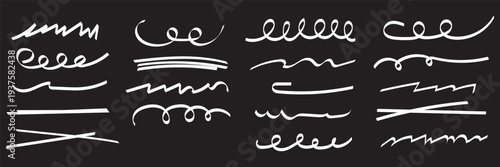 Red brush stroke underline collection. Marker pen highlight stroke pack. Vector swoosh brush underline set for accent, marker emphasis element. Vector illustration