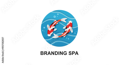 Koi fish swimming in circle, branding spa logo