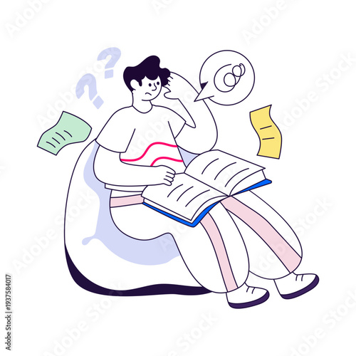 Modern design illustration of confused student 