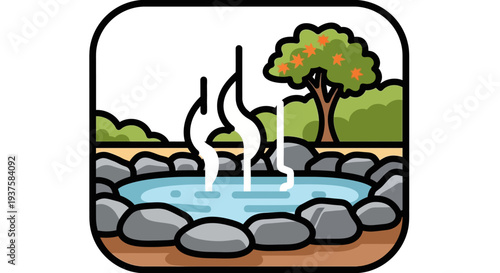 Hot Spring with Steam and Nature