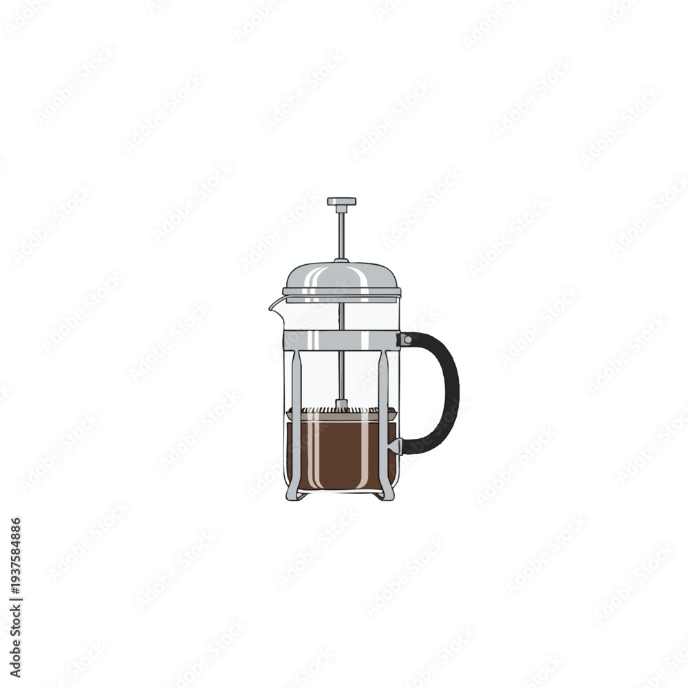 Obraz premium Illustration of Coffee Press on White Background
