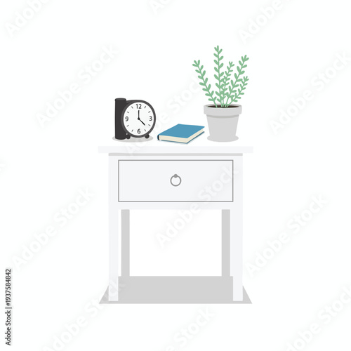 Modern Bedside Table with Decor
