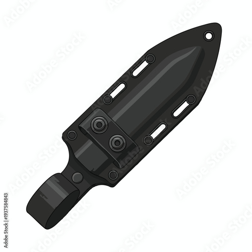 Black Knife with Sheath Illustration